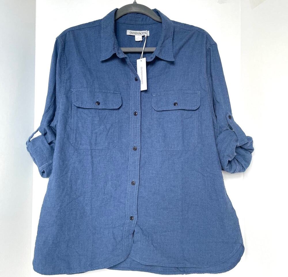 Outerknown Scout Blue Lightweight Flannel Shirt Women’s L